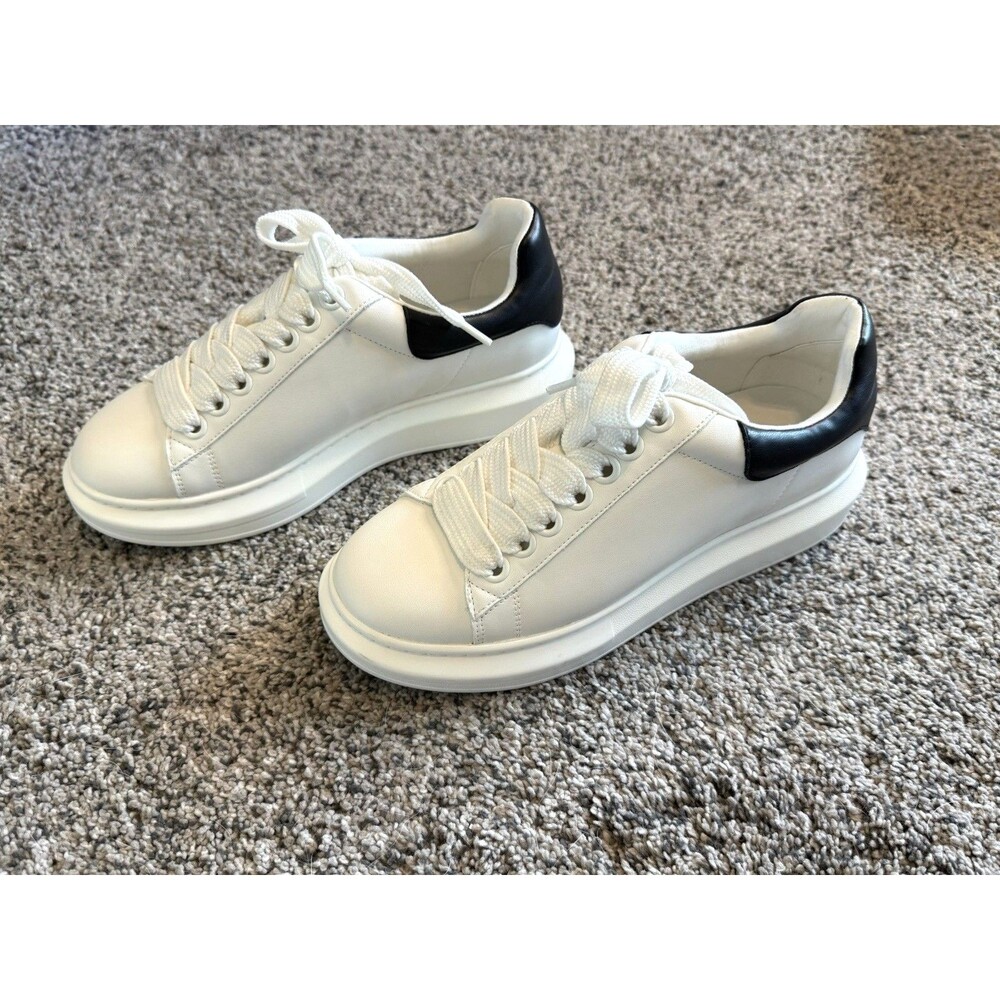Womens Steve Madden Gaines White Faux Leather Size 8M Platform Sneakers - Picture 3 of 6